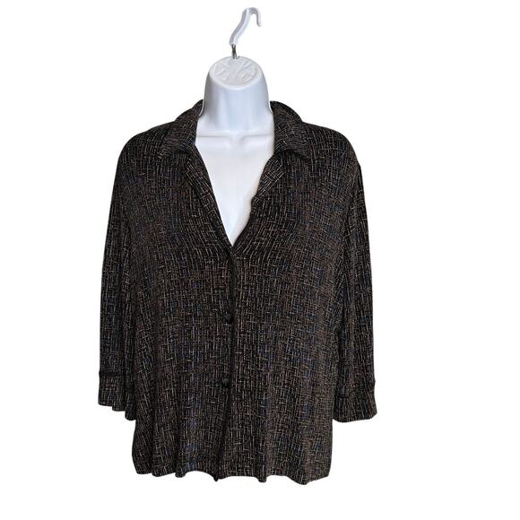 Vintage Softwear by Mark Singer Women's Abstract Print Button Up Blouse One Size - Picture 1 of 12